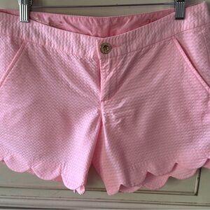 Lilly Pulitzer Light Pink Scalloped Hem High-Waist Shorts